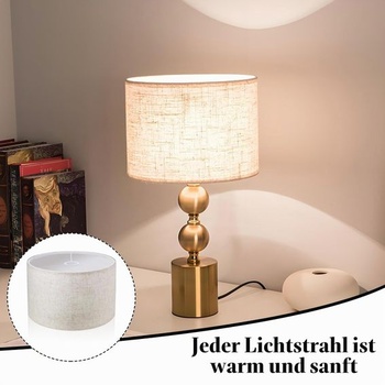 Látkové stínidlo, Ø 30 cm, lněné stínidlo, stínidlo ve tvaru bubnu, béžové náhradní stínidlo pro