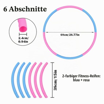 Dětská fitness hula hoop, 6dílná sada hula hoopů, průměr 68 cm, odnímatelná a velikostně