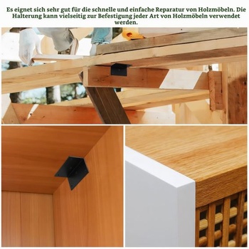 4 ks 90° L-uhlových spojok, kovových, čiernych 50x50x100 mm, čiernych 100*50*50 mm