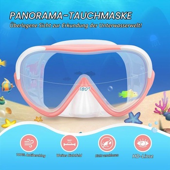 Detské potápačské okuliare, panoramatická detská šnorchlovacia maska ​​180 °, potápačská maska ​​s