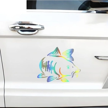 Holografická samolepka s kaprem, vodotěsná, PVC samolepka pro rybářské nadšence na auto, notebook,