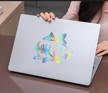 Holografická samolepka s kaprem, vodotěsná, PVC samolepka pro rybářské nadšence na auto, notebook,