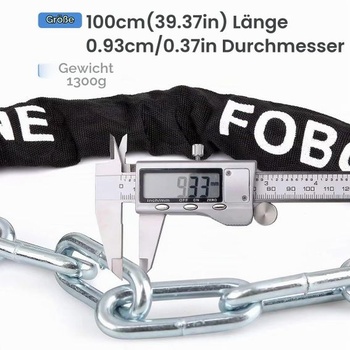 Zámok na bicykel s kľúčmi, reťazový zámok 9 mm, dĺžka 100 cm