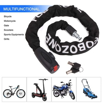 Zámok na bicykel s kľúčmi, reťazový zámok 9 mm, dĺžka 100 cm