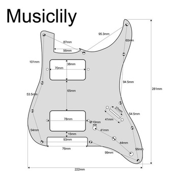 Musically Pre 11 dier HH ST Pickguard 2 humbuckery 4-vrstvový Black Pearl 4-vrstvový, čierna perla