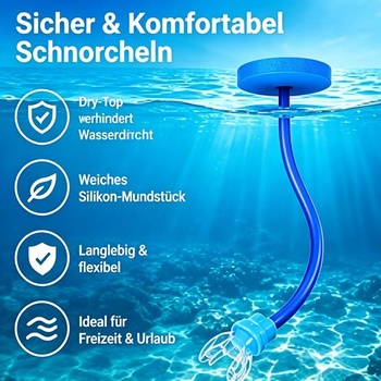 Skladací šnorchel so silikónovým náustkom pre dospelých, suchý uzáver