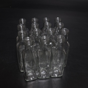 Relaxdays malé lahvičky, sada 16, 100 ml, skleněné lahvičky na plnění, šroubovací uzávěr a korek,