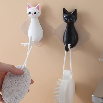 2 samolepicí háčky pro kočky k zavěšení, průhledné samolepicí háčky na zeď, do koupelny, do kuchyně