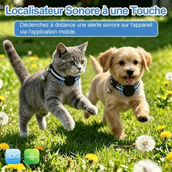 GPS obojek pro kočky, 2v1 GPS tracker pro psy se sledováním v reálném čase a funkcemi proti ztrátě,