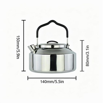 Kempingová konvice 1 litr, nerezová konvice, konvice na kávu, přenosná kempingová konvice 1000ml