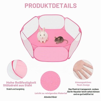 Aomig ohrádka pre malé zvieratá, ohrádka pre malé zvieratá so sieťkou, zips, skladacia, prenosná