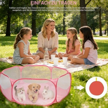 Aomig ohrádka pre malé zvieratá, ohrádka pre malé zvieratá so sieťkou, zips, skladacia, prenosná