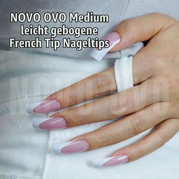 NOVO OVO Halloween stredné mierne zakrivené biele francúzske tipy na nechty bobuľovo ružové,