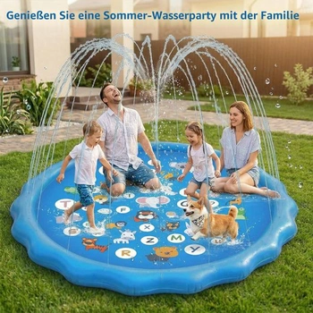 Vodní hrací podložka Ninonly Splash Pad Kids 170 cm se 3 výškovými nastaveními, protiskluzovou