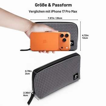 Cestovná káblová taška SIMTOP: Kompaktná a vodotesná, zabraňuje chaosu s káblami, veľkosť S,