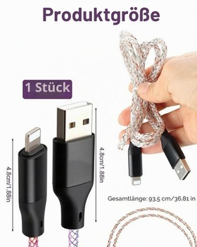 Nabíjecí kabel USB, různé barvy, 100 cm nabíjecí kabel USB s LED podsvícením