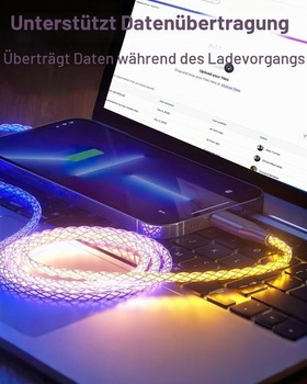 Nabíjací kábel USB, rôzne farby, 100 cm nabíjací kábel USB s LED podsvietením