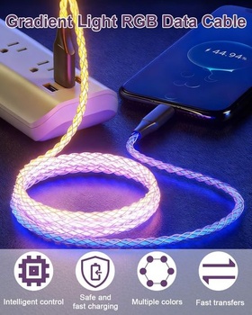 Nabíjací kábel USB, rôzne farby, 100 cm nabíjací kábel USB s LED podsvietením