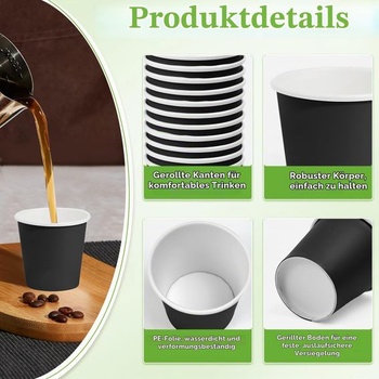Papierové kelímky Kleemeiero 200 kusov na espresso 30 ml, malé kelímky na kávu 30 ml, papierové