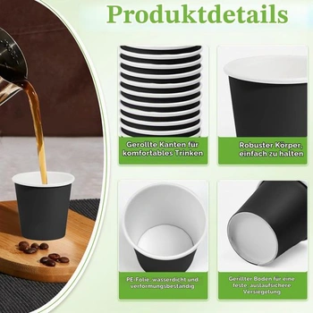 Papírové kelímky Kleemeiero 200 kusů na espresso 30 ml, malé kelímky na kávu 30 ml, papírové