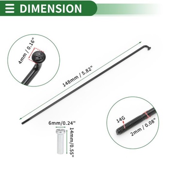 Motoforti 36dielne univerzálne drôty na bicykel, uhlíková oceľ 14G, čierne, 148 mm