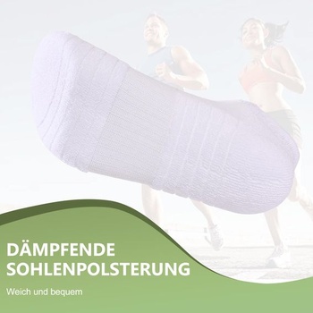 Bambusové ponožky SockWaddles do tenisiek pre ženy a mužov, 6 párov, polstrované, veľkosti 47-50, biele