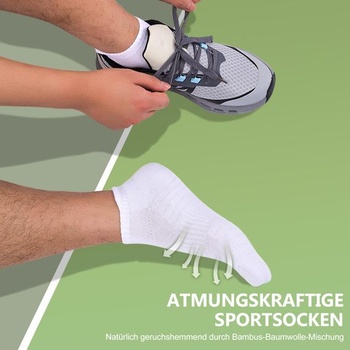 Bambusové ponožky SockWaddles do tenisiek pre ženy a mužov, 6 párov, polstrované, veľkosti 47-50, biele