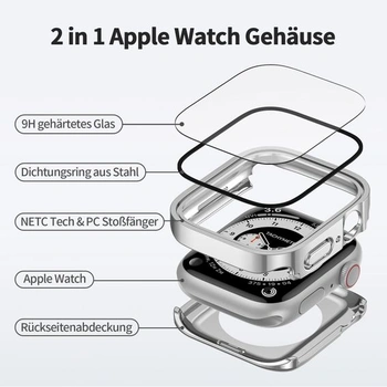 Voděodolné pouzdro 2 v 1 pro Apple Watch Series 9/8/7 45 mm, stříbrné