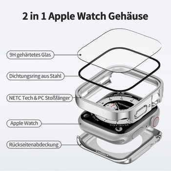 Vodeodolné púzdro 2 v 1 pre Apple Watch Series 9/8/7 45 mm, strieborné