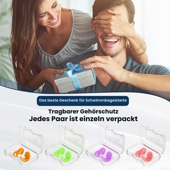 Špunty do uší na plavání - 4 páry špuntů do uší na plavání pro dospělé oranžové + fialové + světle