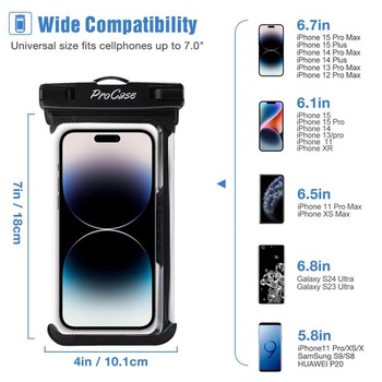 ProCase 2 kusy vodotěsných pouzder na telefon, podvodní pouzdro s certifikací IPX8 pro 6,9