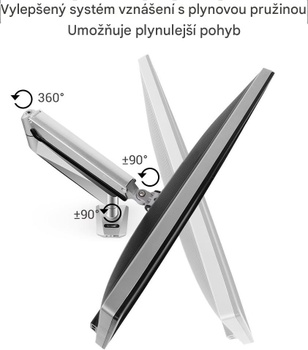 Držiak monitora s plynovou pružinou D7L, nosnosť 15 kg, strieborný - A