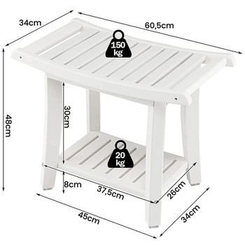 Kúpeľňová stolička do sprchy 785ME9WH, 60,5 x 34 x 48 cm, biela - B