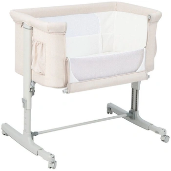 5stupňová výškovo nastaviteľná detská postieľka BC10112BE, 3 v 1, sklon 10 °, nosnosť 9 kg, béžová - B