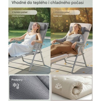 Záhradné lehátko GCB024WZ02, 183 x 58 x 97 cm, béžové - B