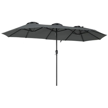 Dvojitý slnečník s ručnou kľukou NP13303GR, 400 x 215 cm, sivý - B