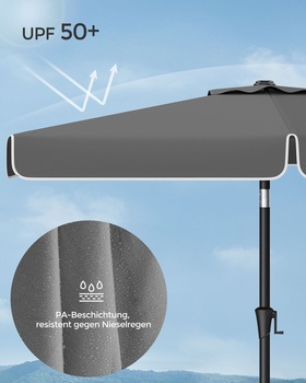 Záhradný slnečník GPU058G01, UPF 50+, 300 x 200 cm, sivý - B