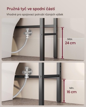 Kúpeľňový regál nad toaletu BTS114KD01, 24 x 60 x 173 cm, čierno / hnedá - B
