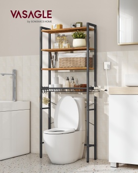 Kúpeľňový regál nad toaletu BTS114KD01, 24 x 60 x 173 cm, čierno / hnedá - B
