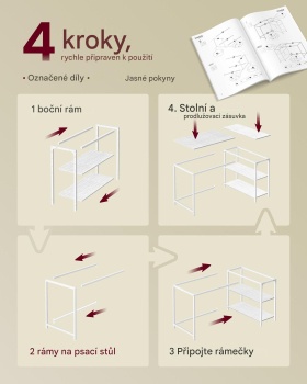 Rohový kancelársky stôl v tvare L LWD136WF01, 120 x 80 cm, biely - B