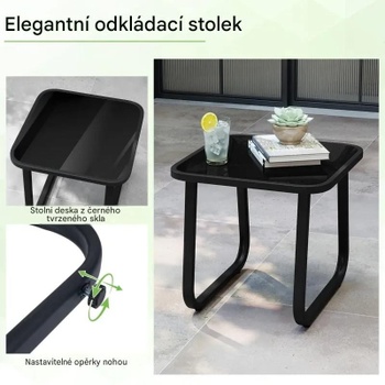 3dielna vonkajšia sada stoličky a odkladací stolík NP12915GR, s odnímateľnými vankúšmi, šedá - B