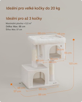 Škrabadlo pre mačky PCT614T01, 101 cm, krémovo biela - B