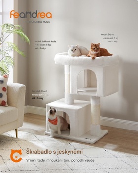Škrabadlo pre mačky PCT614T01, 101 cm, krémovo biela - B