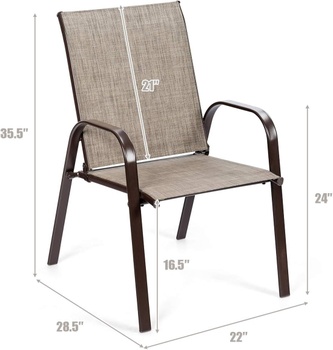 Sada 2 záhradných stoličiek GT-63630GR-2-HW, s priedušnou látkou, sivá - B