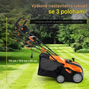 Elektrický prevzdušňovač trávnika ET10082DE-OR, 2 v 1, so šírkou kosenia 41 cm, oranžovo/čierny - B