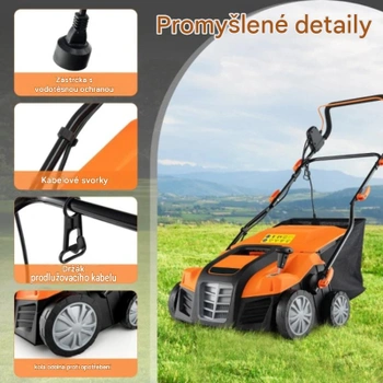 Elektrický provzdušňovač trávníku ET10082DE-OR, 2 v 1, se šířkou sečení 41 cm, oranžovo/černý - B