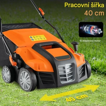 Elektrický provzdušňovač trávníku ET10082DE-OR, 2 v 1, se šířkou sečení 41 cm, oranžovo/černý - B