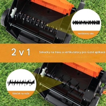 Elektrický provzdušňovač trávníku ET10082DE-OR, 2 v 1, se šířkou sečení 41 cm, oranžovo/černý - B