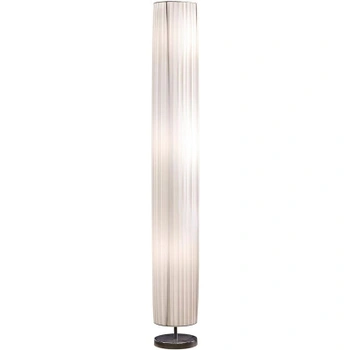 Stojacia lampa, chrómovaný kov, 160 cm, biela - B