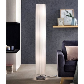 Stojacia lampa, chrómovaný kov, 160 cm, biela - B